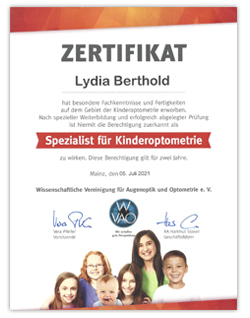 Download Zertifikat - Spezialist für Kinderoptometrie